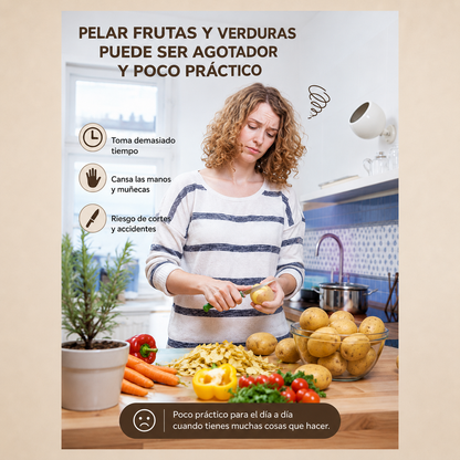 Peladora de frutas y verduras eléctrico | Pela rápido, sencillo y sin esfuerzo
